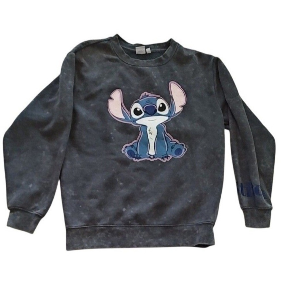 Disney Lilo & Stitch Acid Wash Sweatshirt Size M Gray Used Disneycore Streetwear